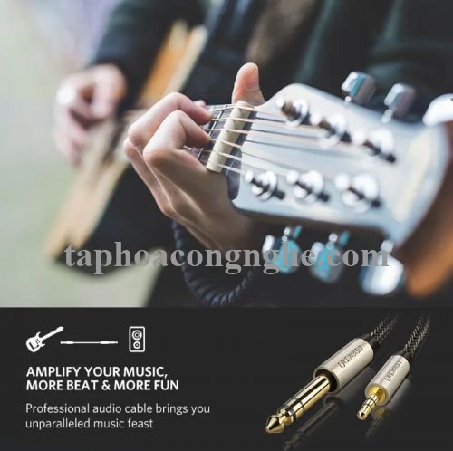 Ugreen 40801 0.5M màu Đen Cáp âm thanh 3.5mm sang 6.5mm cao cấp AV127 30040801